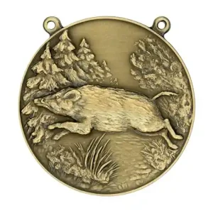 Neuheit Steinhauer&Lück Medaille Wildschwein m. Kette Bronzefarbig